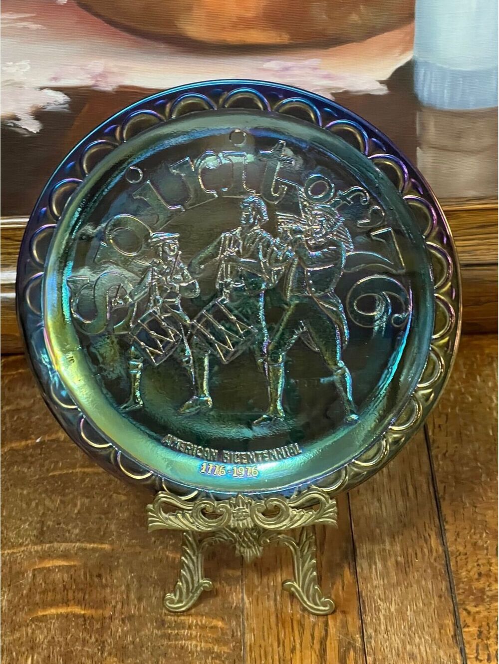 Indiana Glass Company Spirit of '76 Blue Carnival Glass